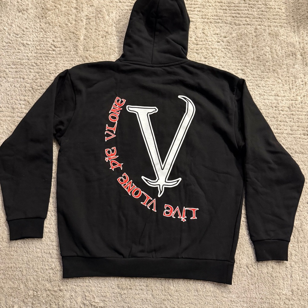 VLONE Black Hoodie with Blue and White Lettering - Picture 9 of 10